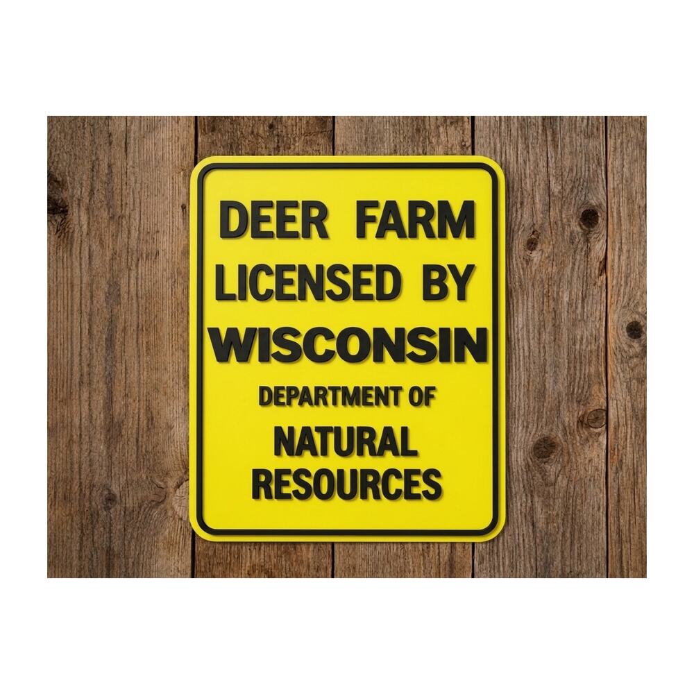 Deer Farm Licensed by Wisconsin DNR Sign Dept Natural Resources Hunt Fish Game